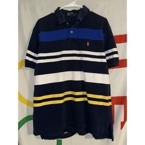 Polo Ralph Lauren Shirt Mens XL Navy Blue Striped Vintage Y2K